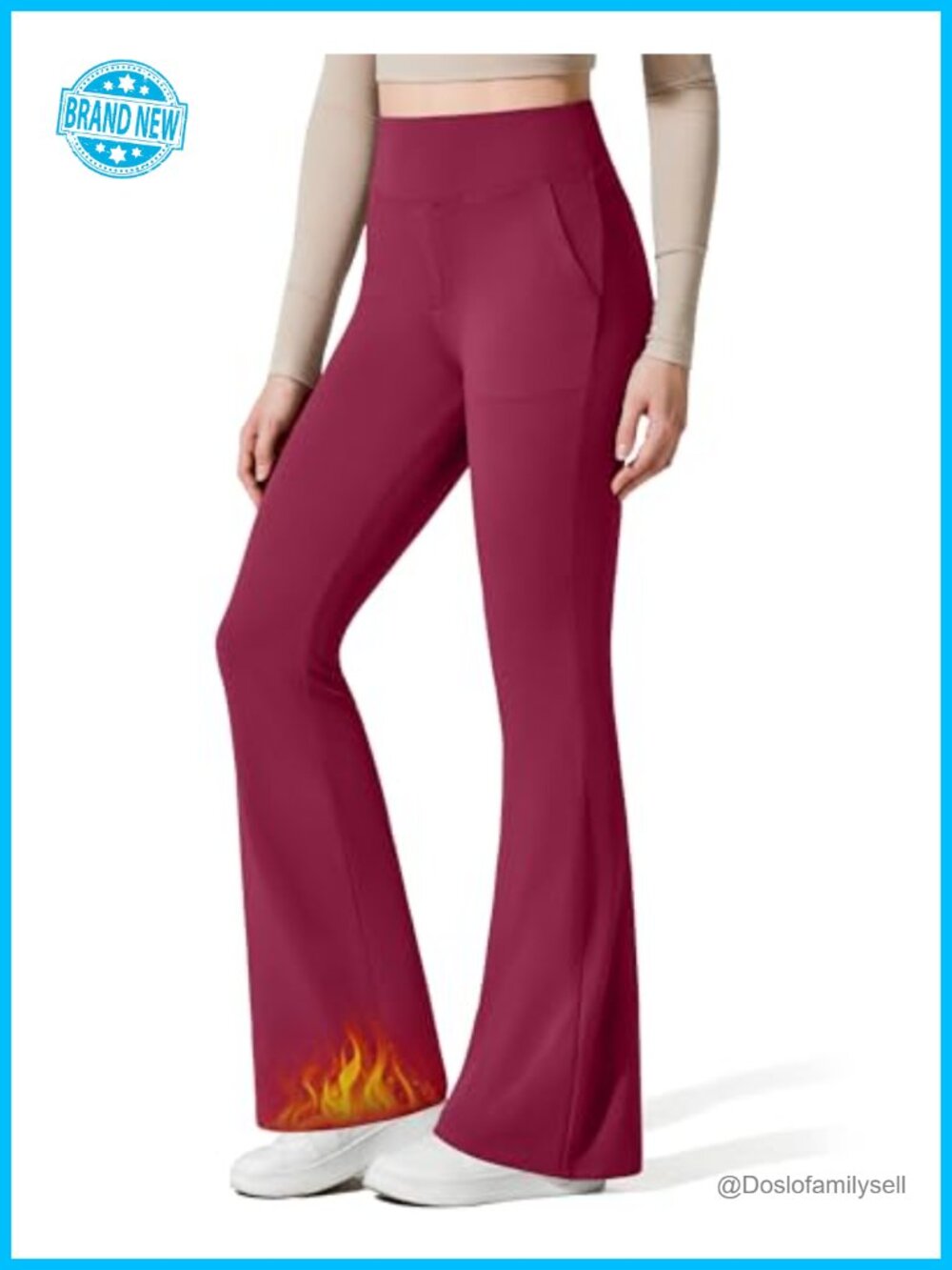 Fleece Lined Flare Yoga Pants Women High Waist Bootcut Thermal Leggings with